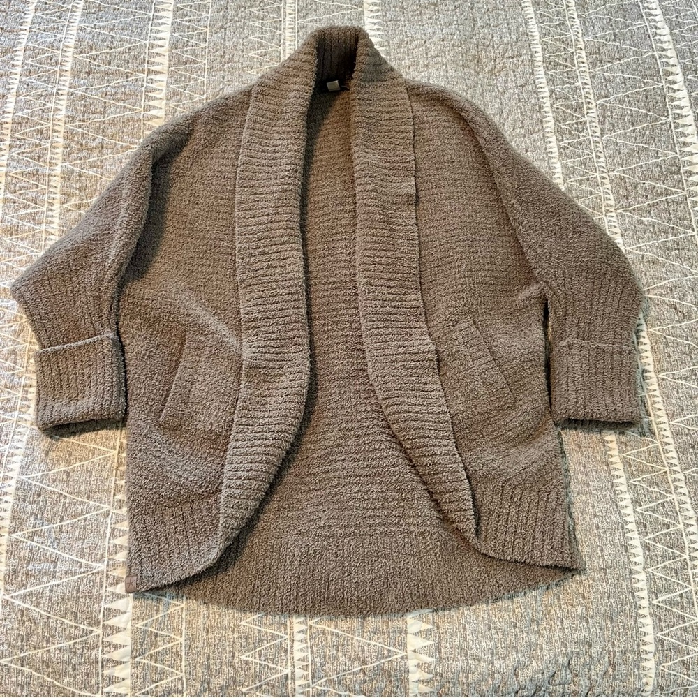 Barefoot Dreams CozyChic Cocoon Cardigan Taupe Open Front XXS/XS